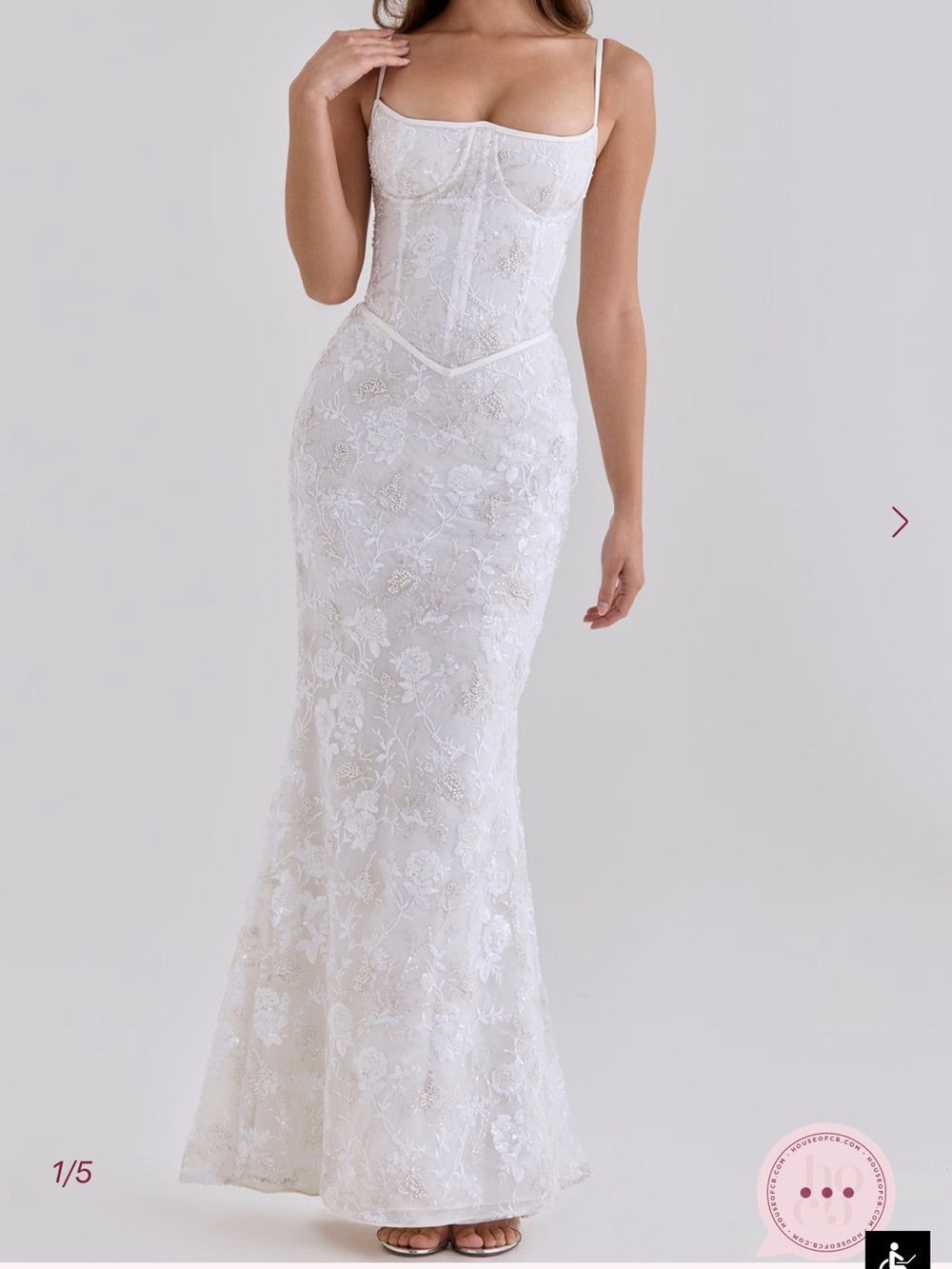 House of CB NAIMA
White Hand Beaded Embellished Corset Maxi Dress
